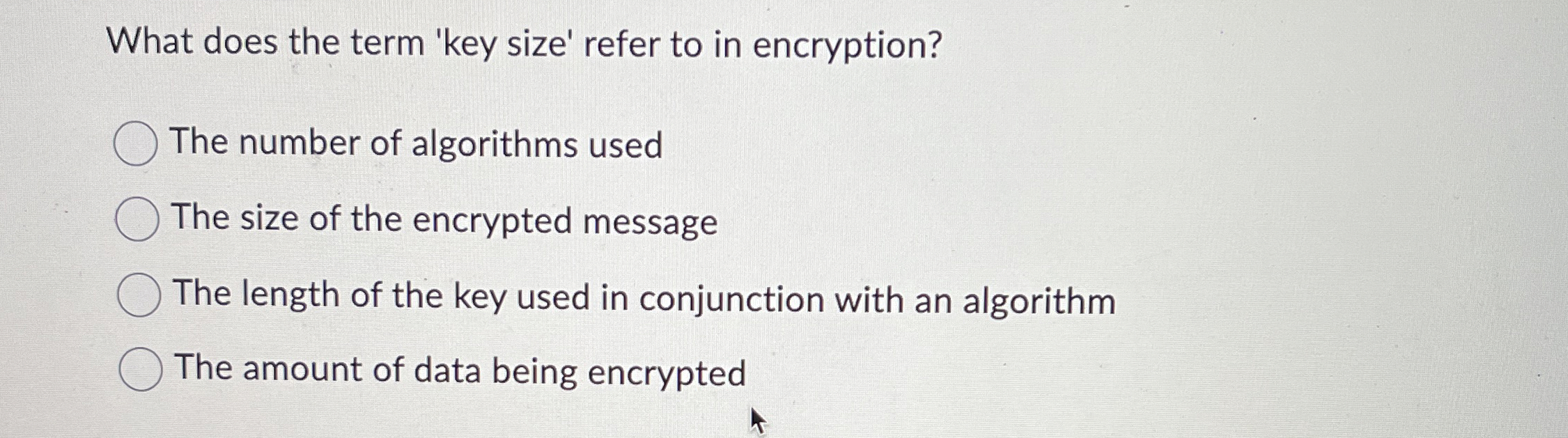 What does the term 'key size' refer to in