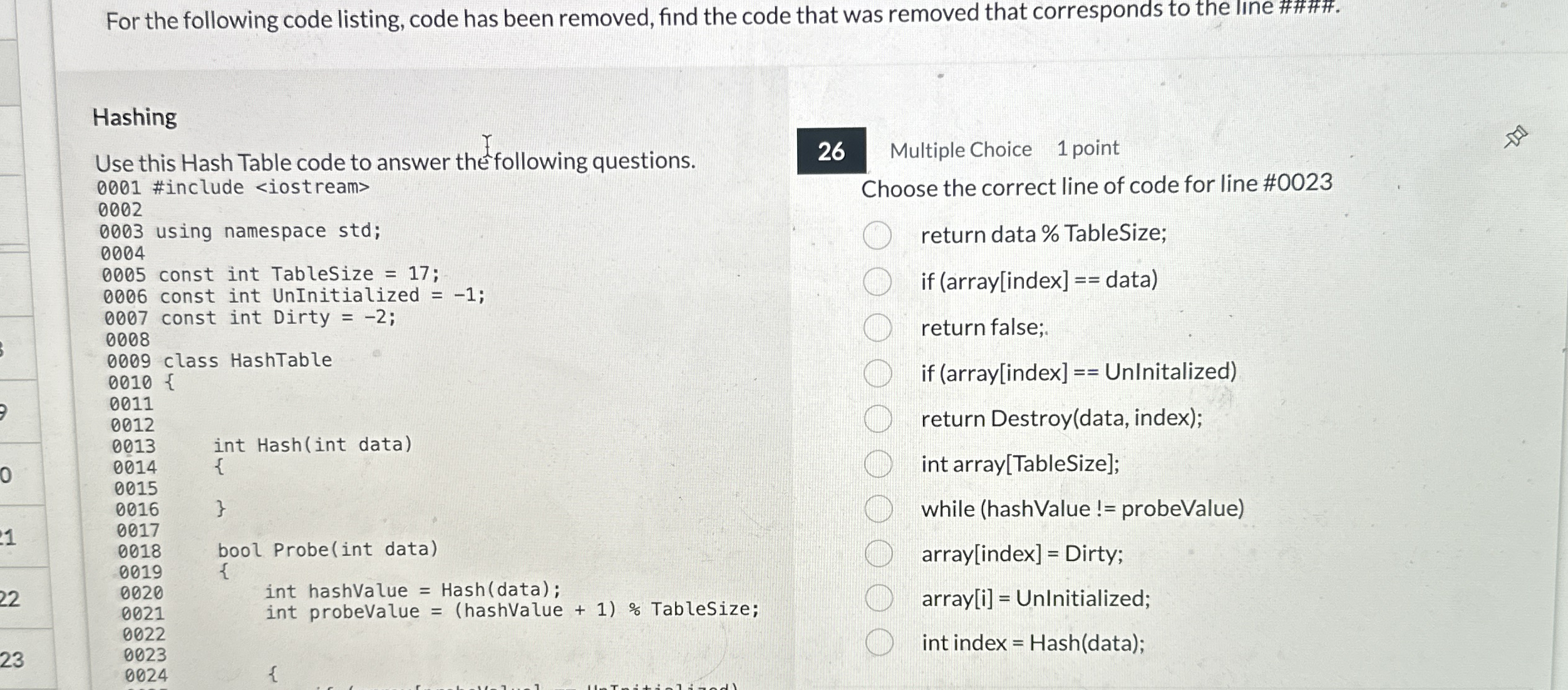 For the following code listing, code has been