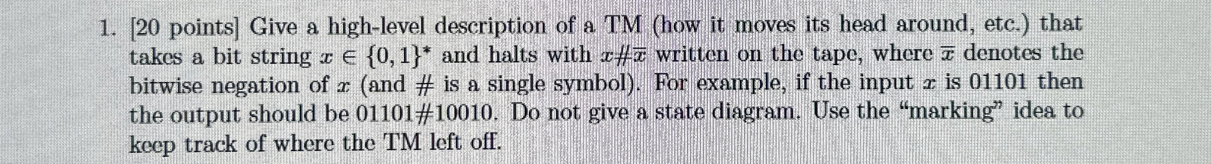[ 2 0 points ] Give a high - level description of