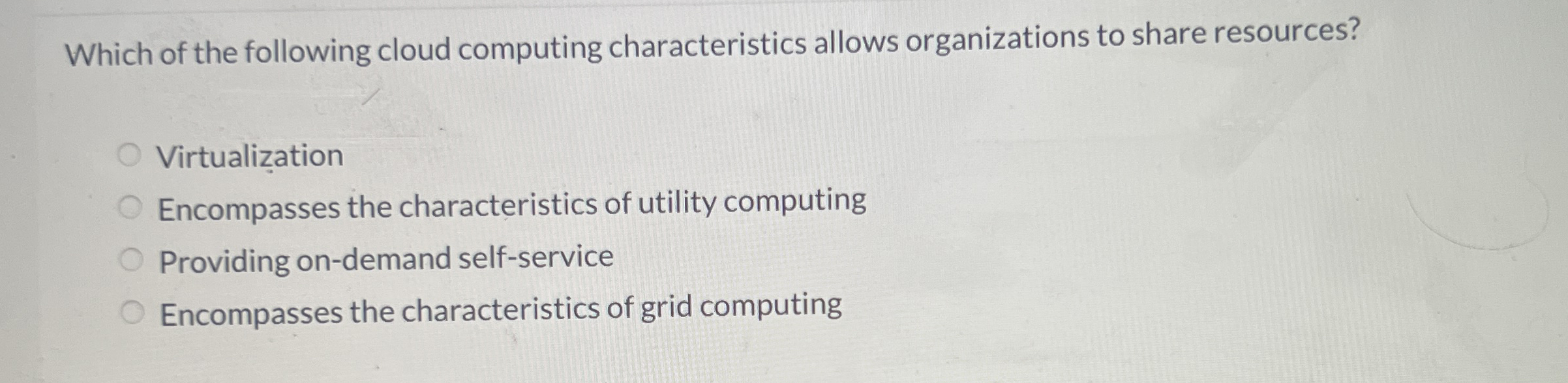 Which of the following cloud computing