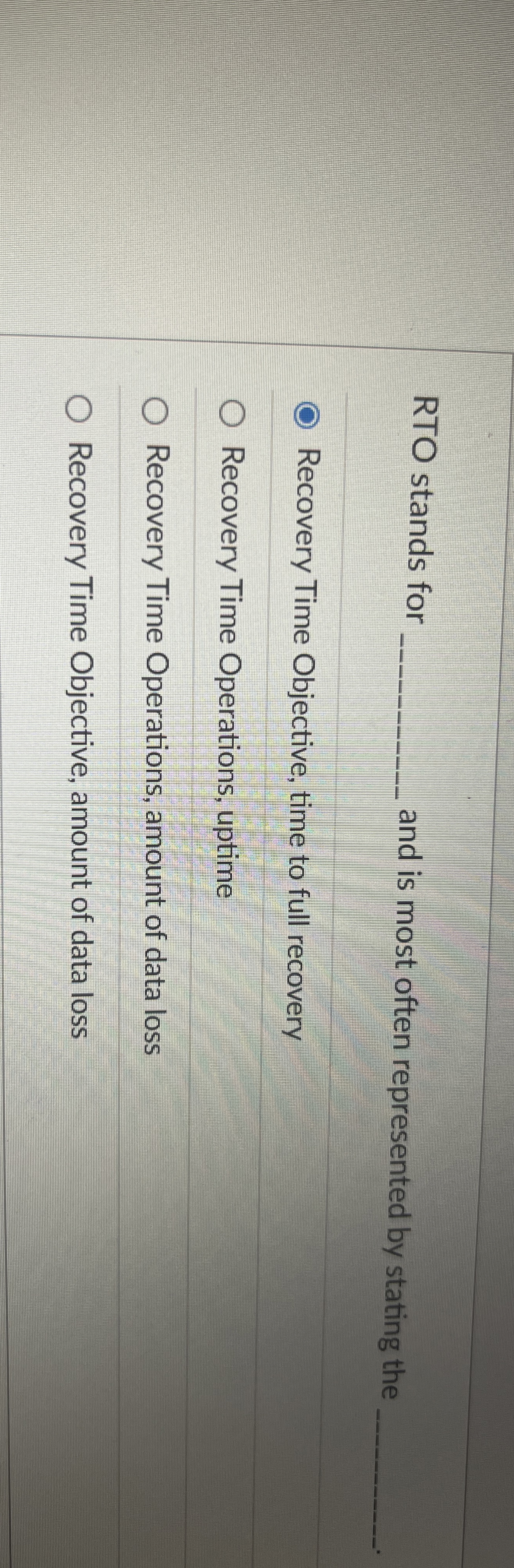 RTO stands for and is most often represented by