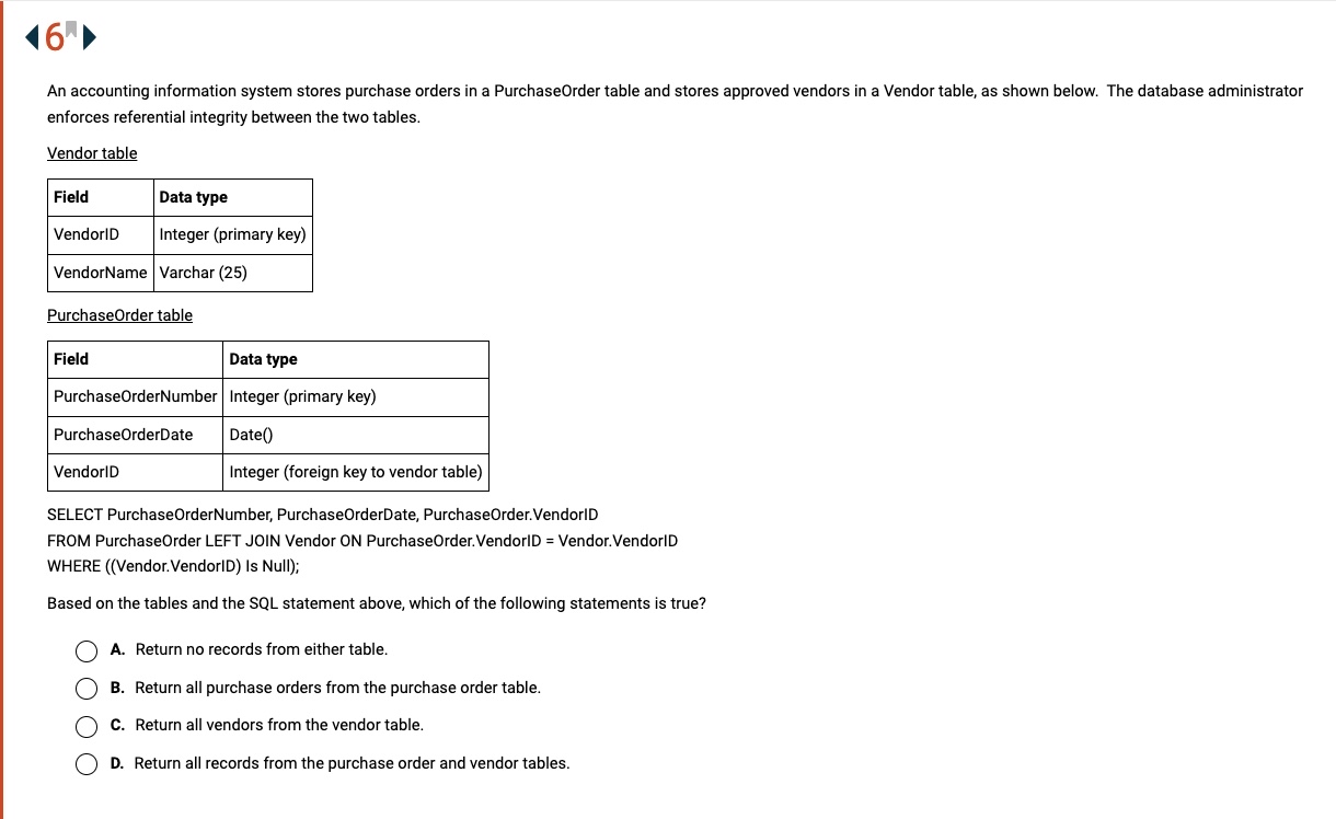 ( 4 " An accounting information system stores