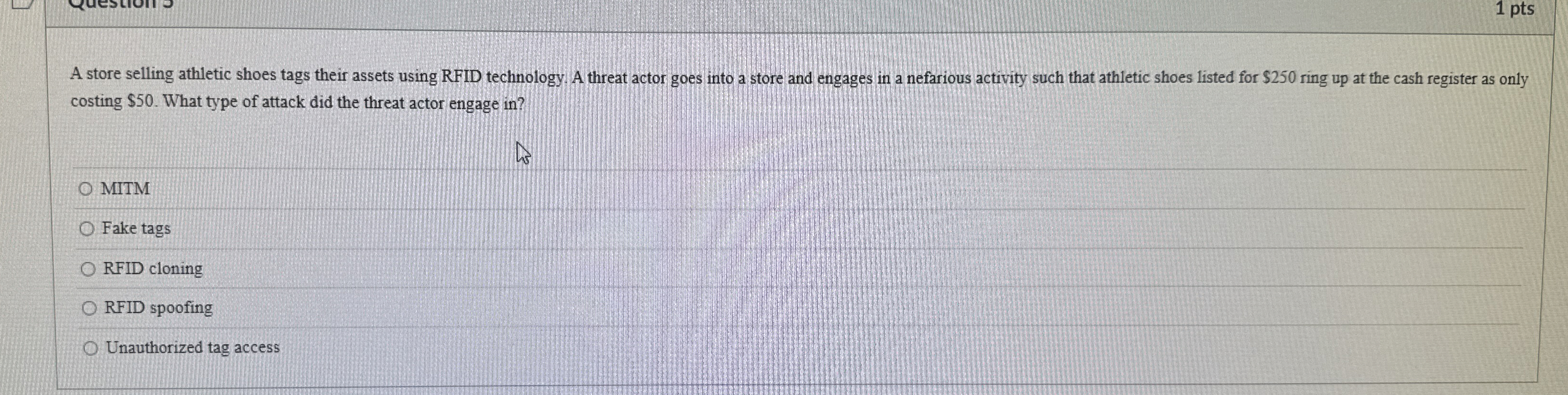 costing $ 5 0 . What type of attack did the