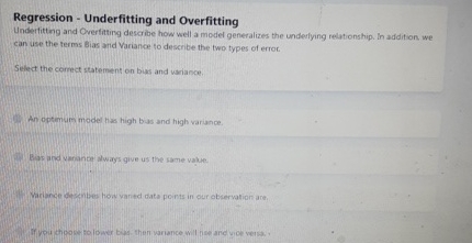 Regression - Underfitting and Overfitting