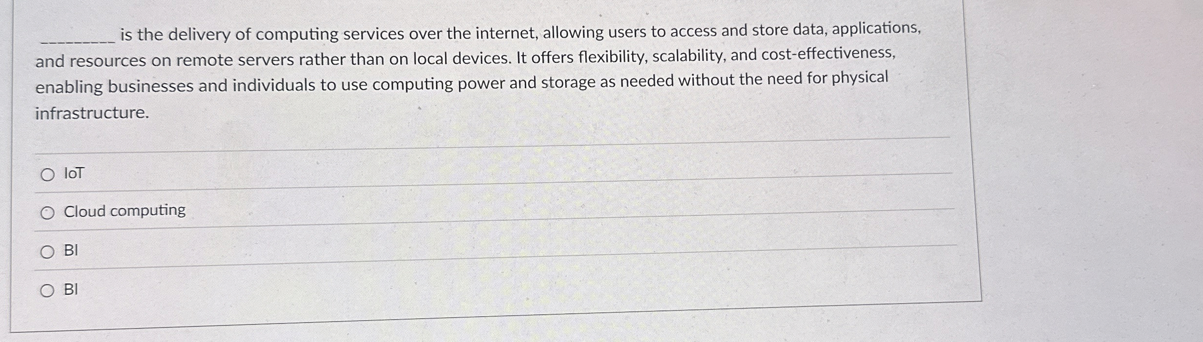 q , is the delivery of computing services over