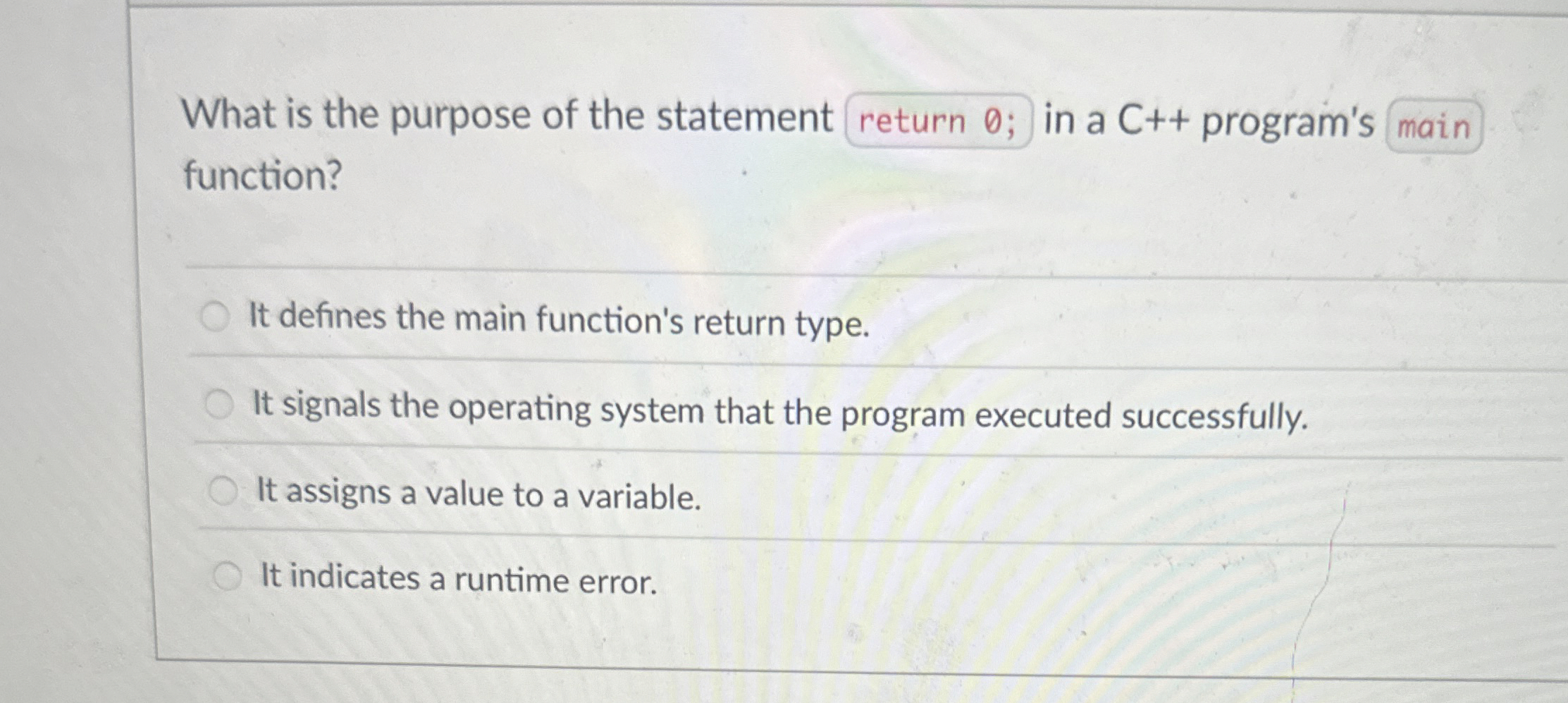 What is the purpose of the statement in a C + +