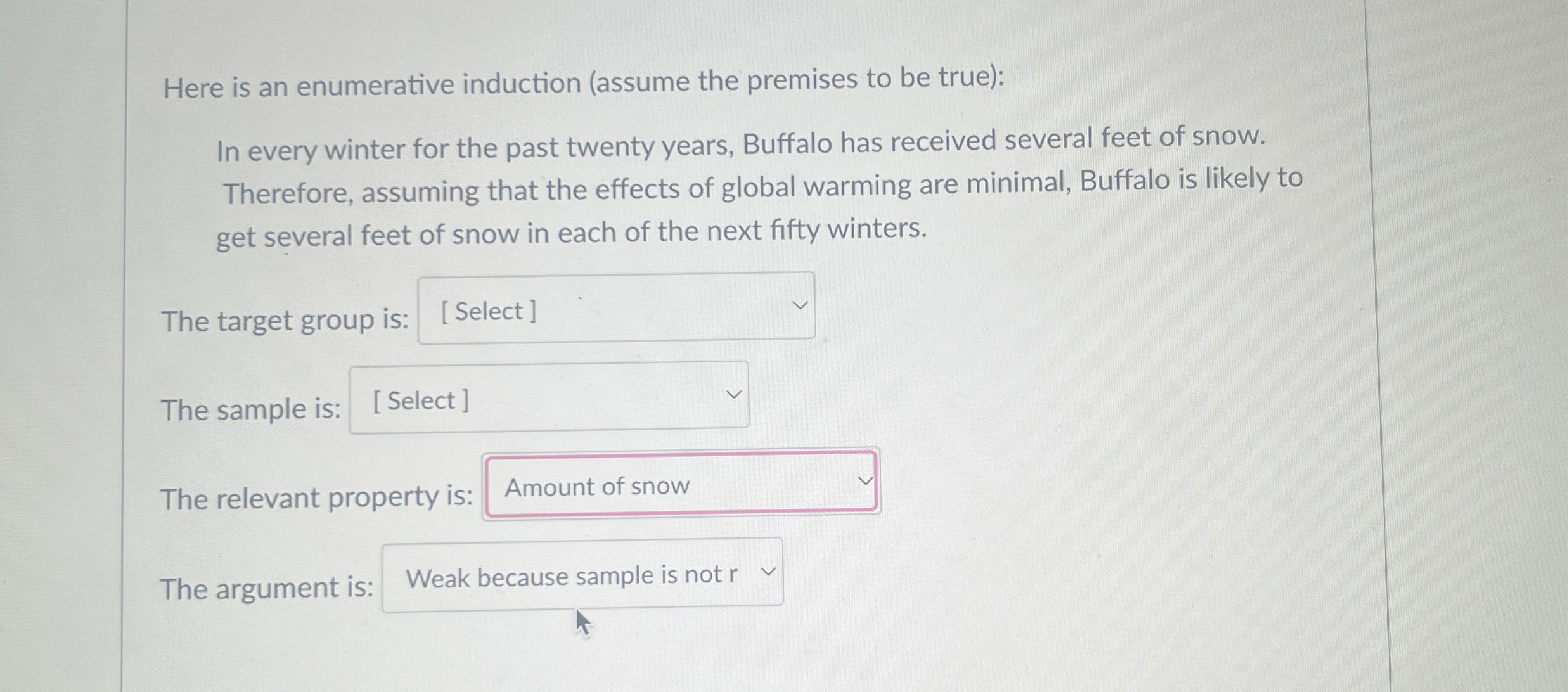 Here is an enumerative induction ( assume the