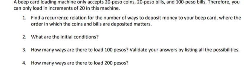 A beep card loading machine only accepts 2 0 -