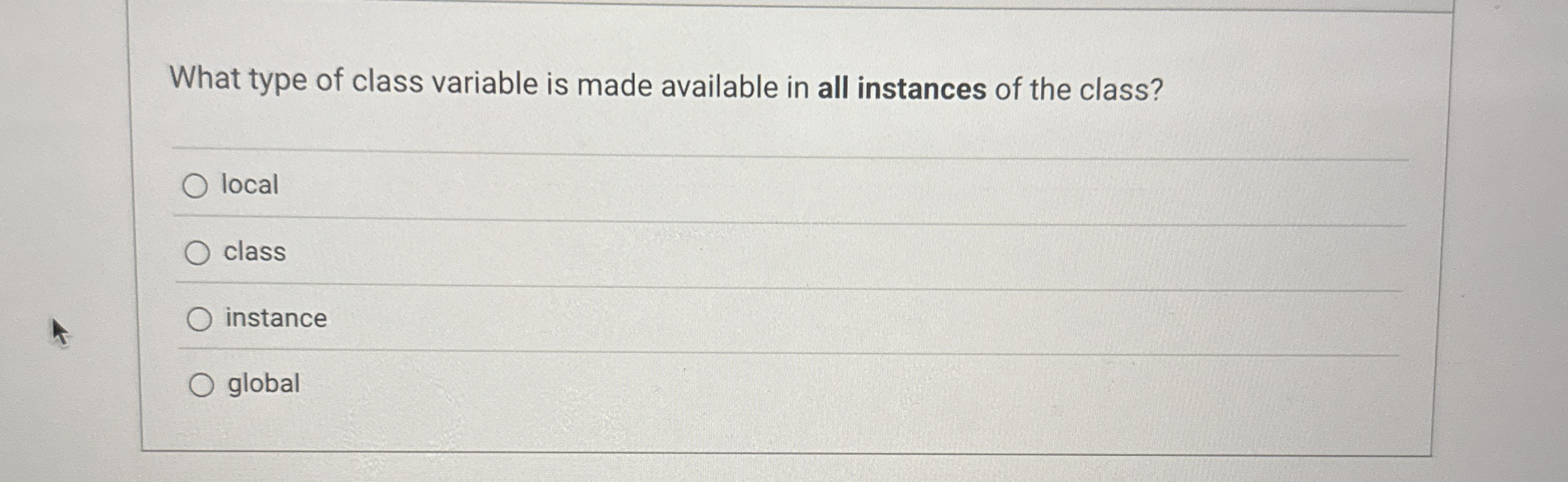 What type of class variable is made available in