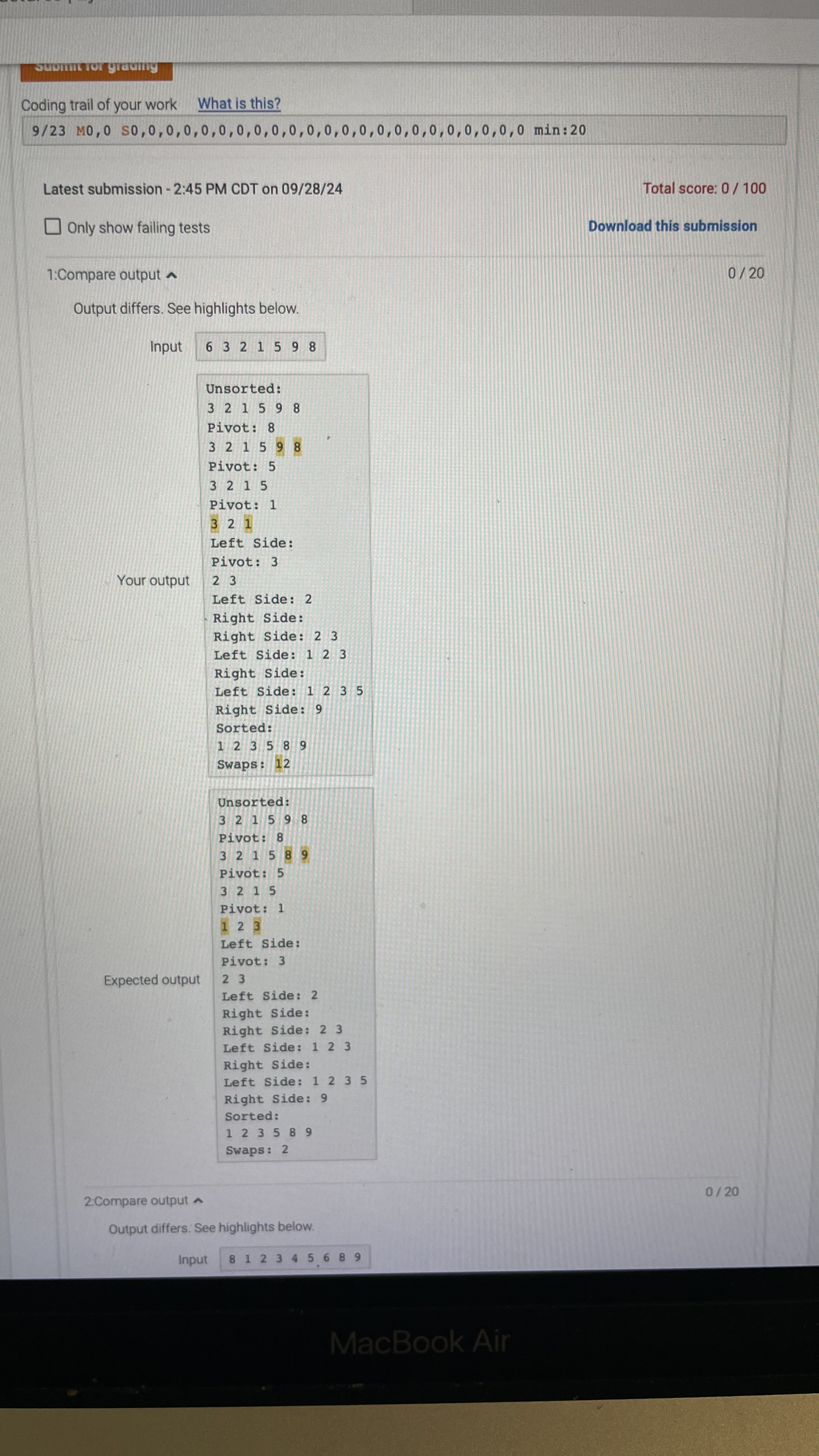 4 . 1 5 LAB: Quick sort Quick sort is one of the