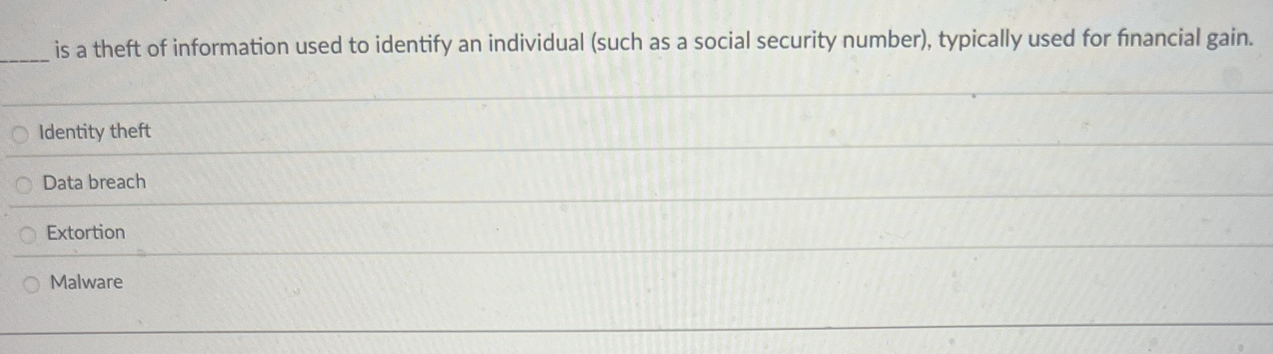 q , is a theft of information used to identify an