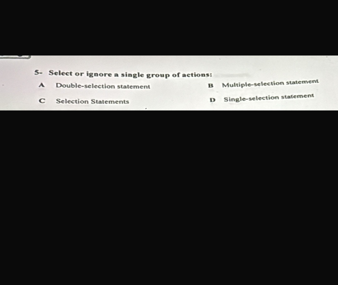 5 - Select or ignore a single group of actions: A