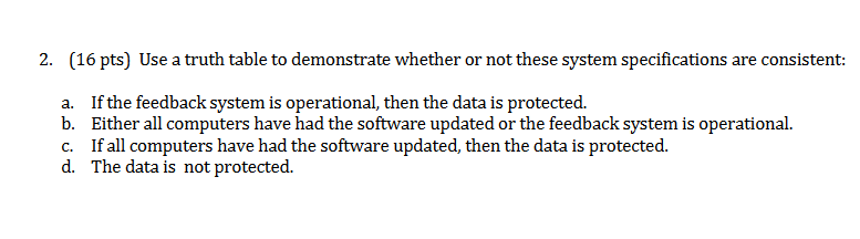 2 . ( 1 6 pts ) Use a truth table to demonstrate