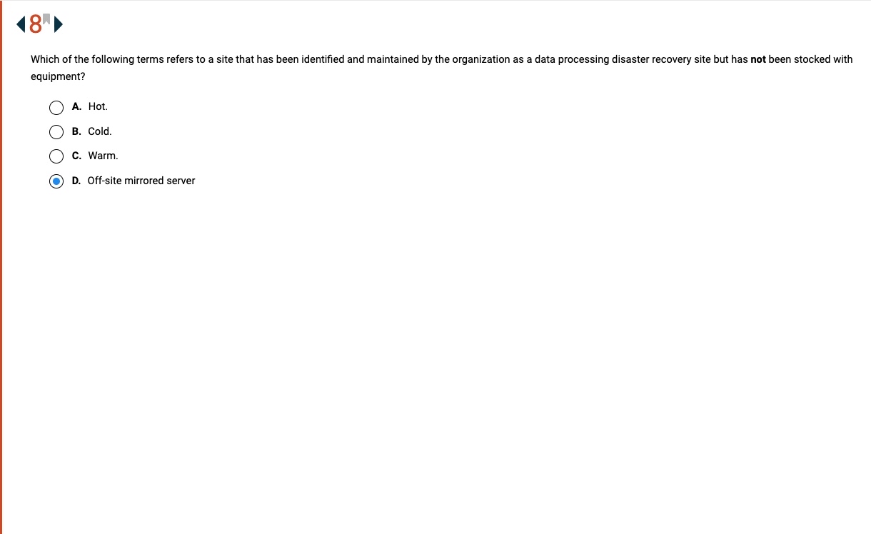 4 8 " Which of the following terms refers to a