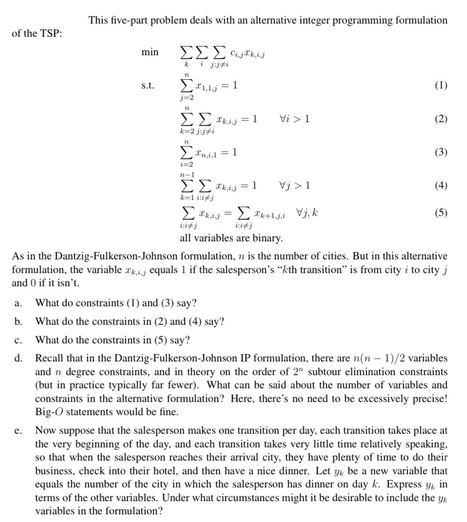 This five - part problem deals with an