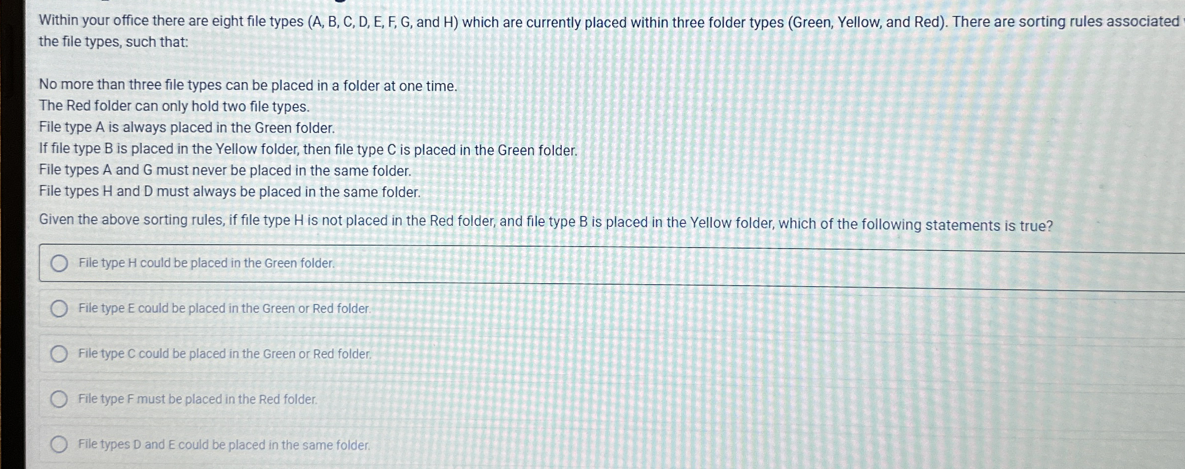 Within your office there are eight file types ( A