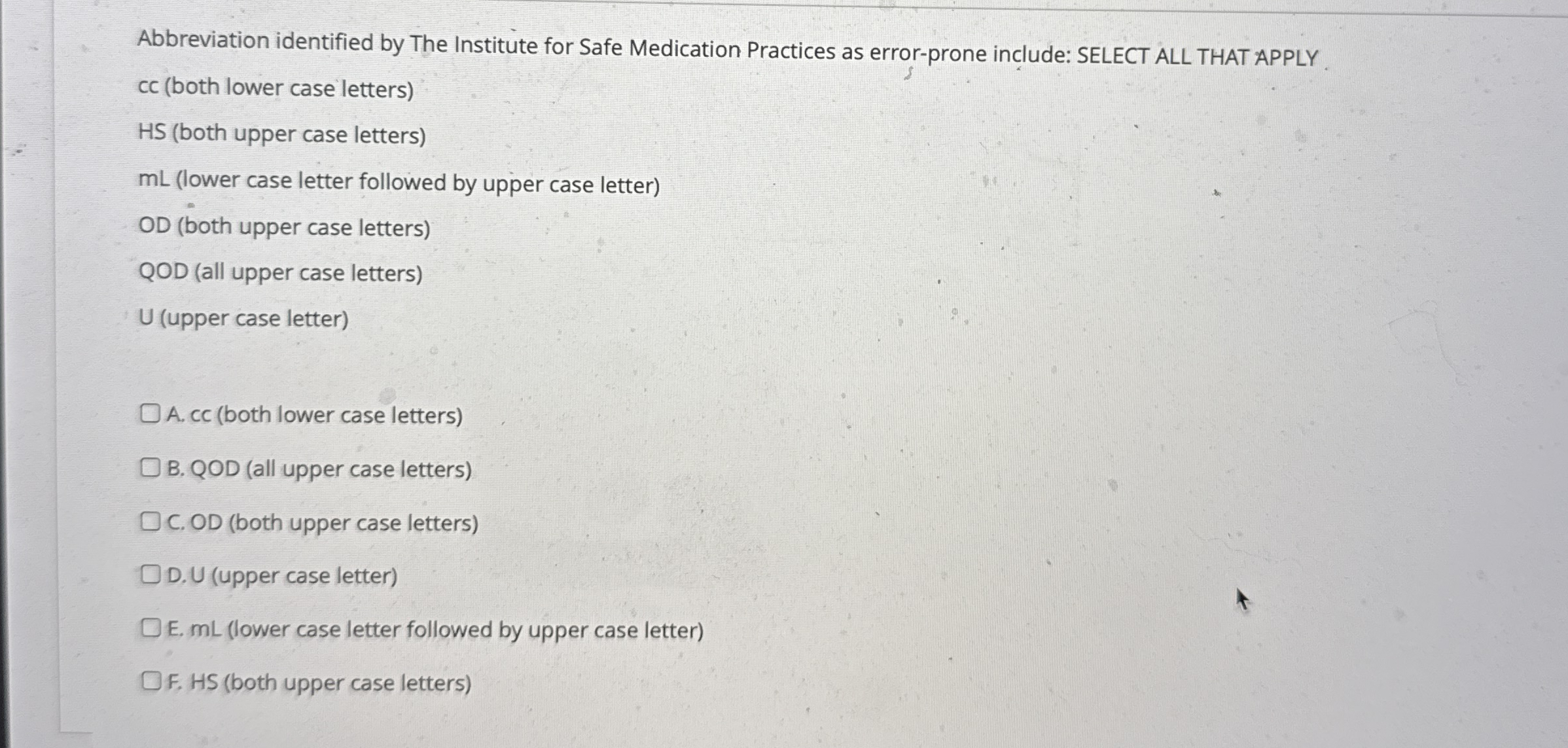 Abbreviation identified by The Institute for Safe