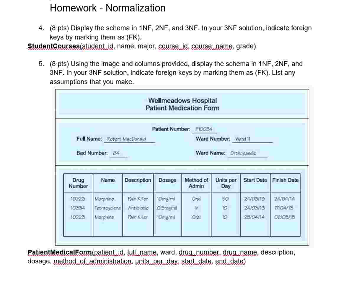 Homework - Normalization ( Piease follow the