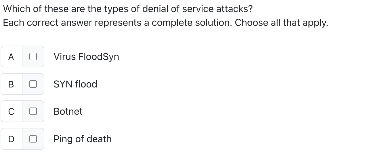 Which of these are the types of denial of service