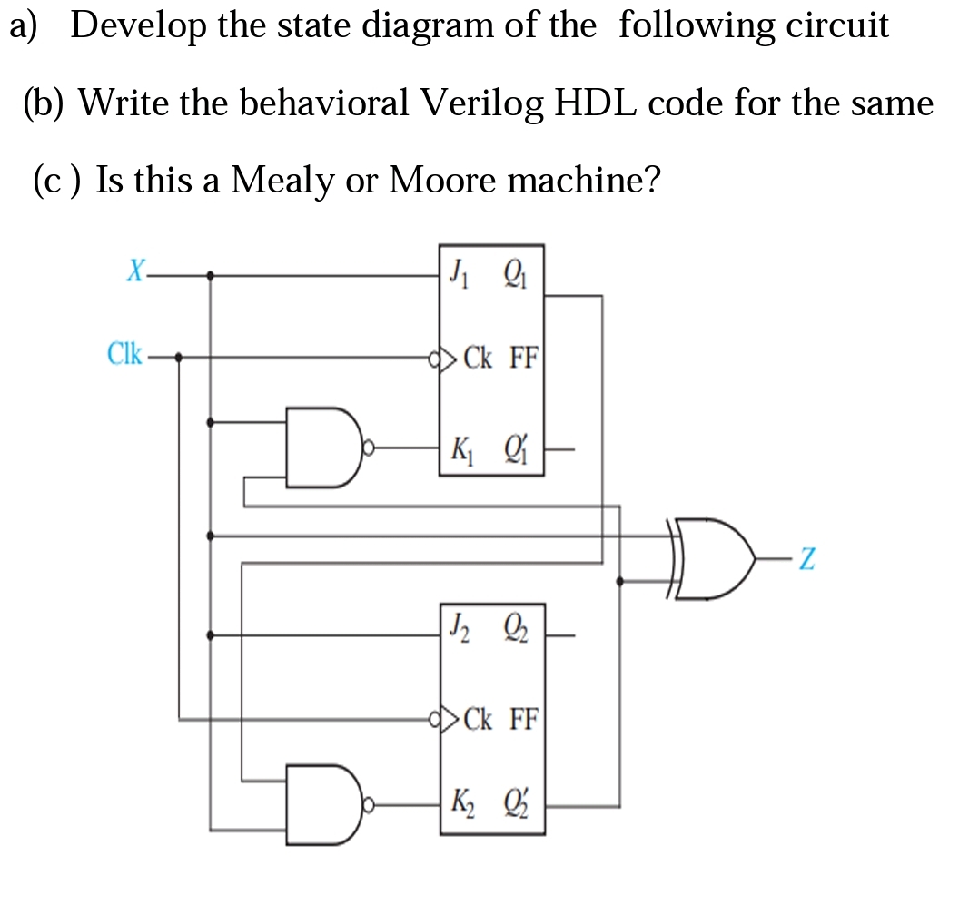 a ) Develop the state diagram of the following