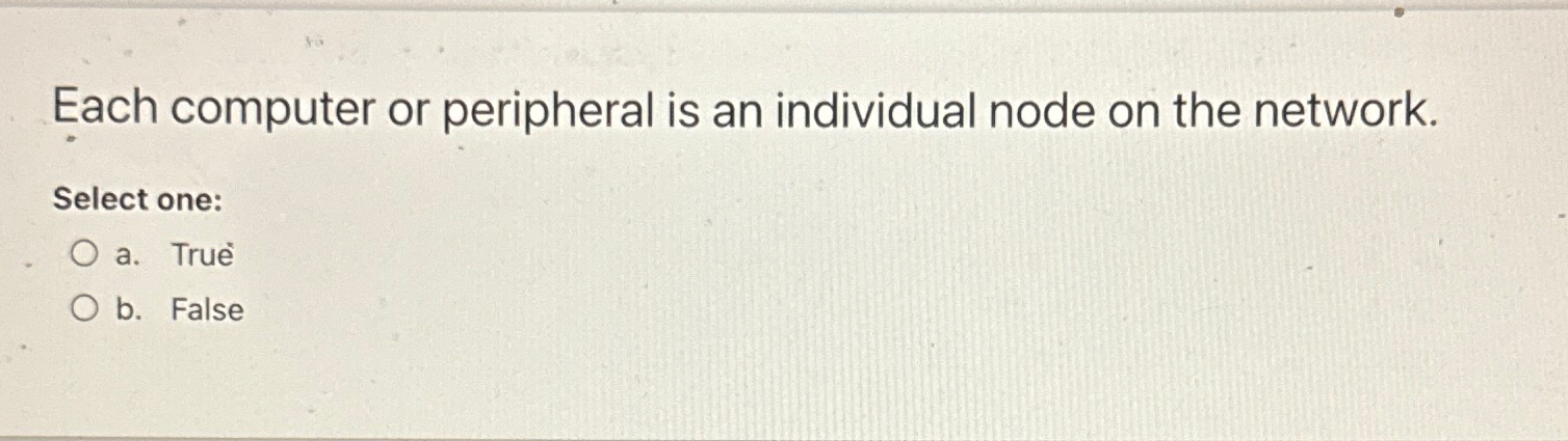 Each computer or peripheral is an individual node