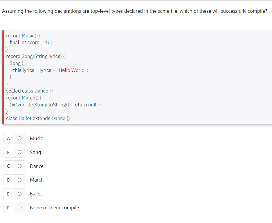 Assuming the following declarations are top -