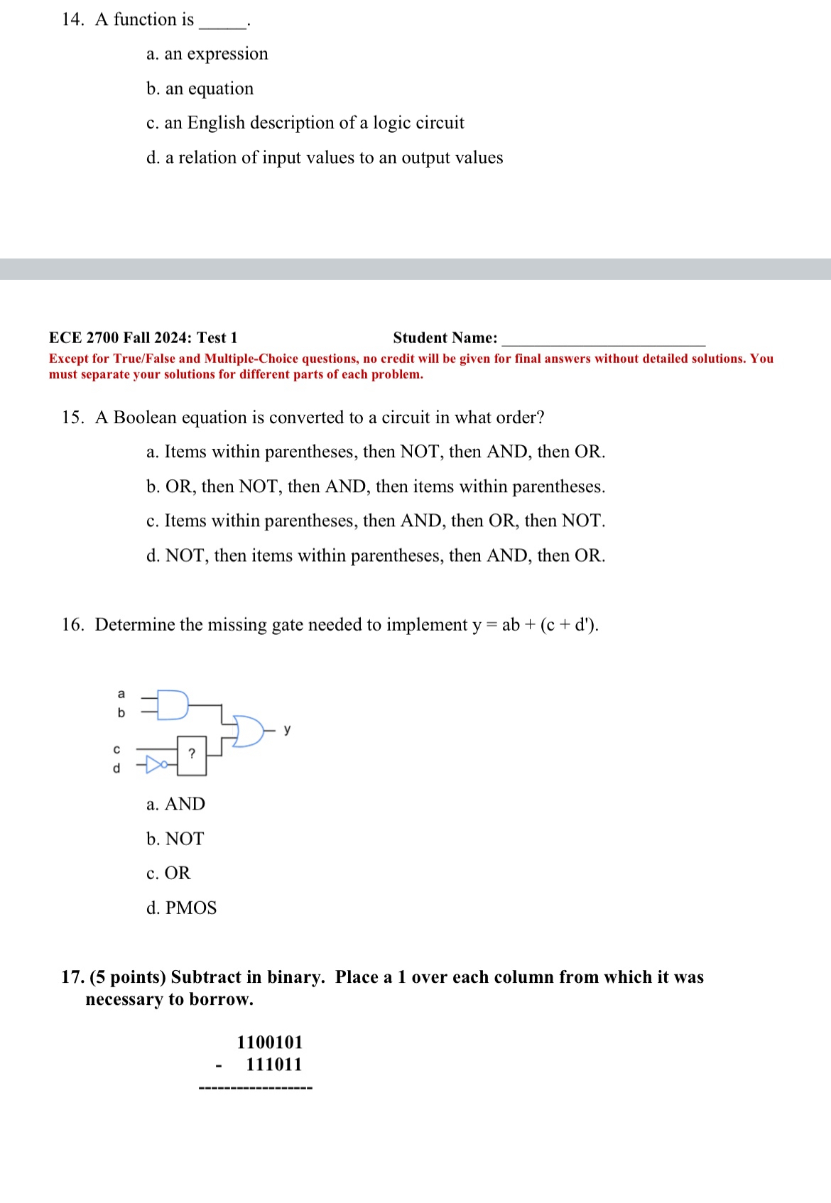 A function is a . an expression b . an equation c