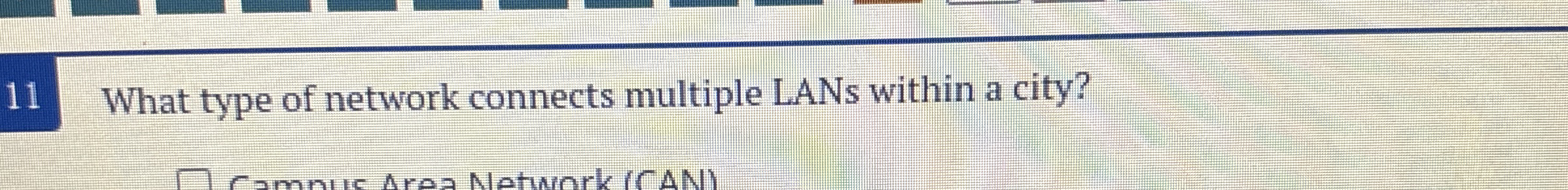 1 1 What type of network connects multiple LANs