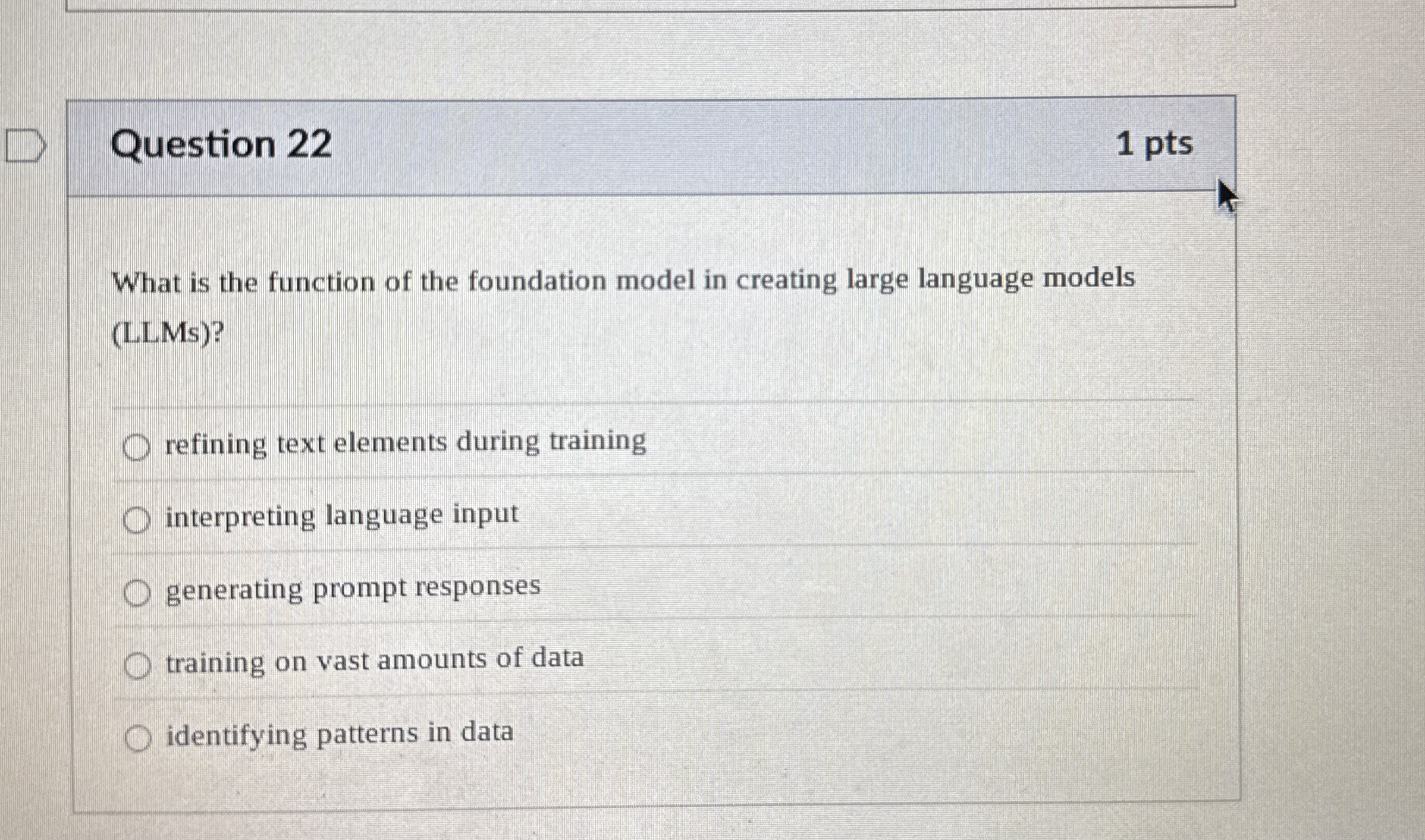 Question 2 2 1 pts What is the function of the