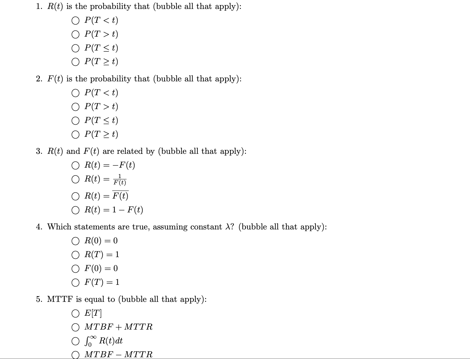 R ( t ) is the probability that ( bubble all that