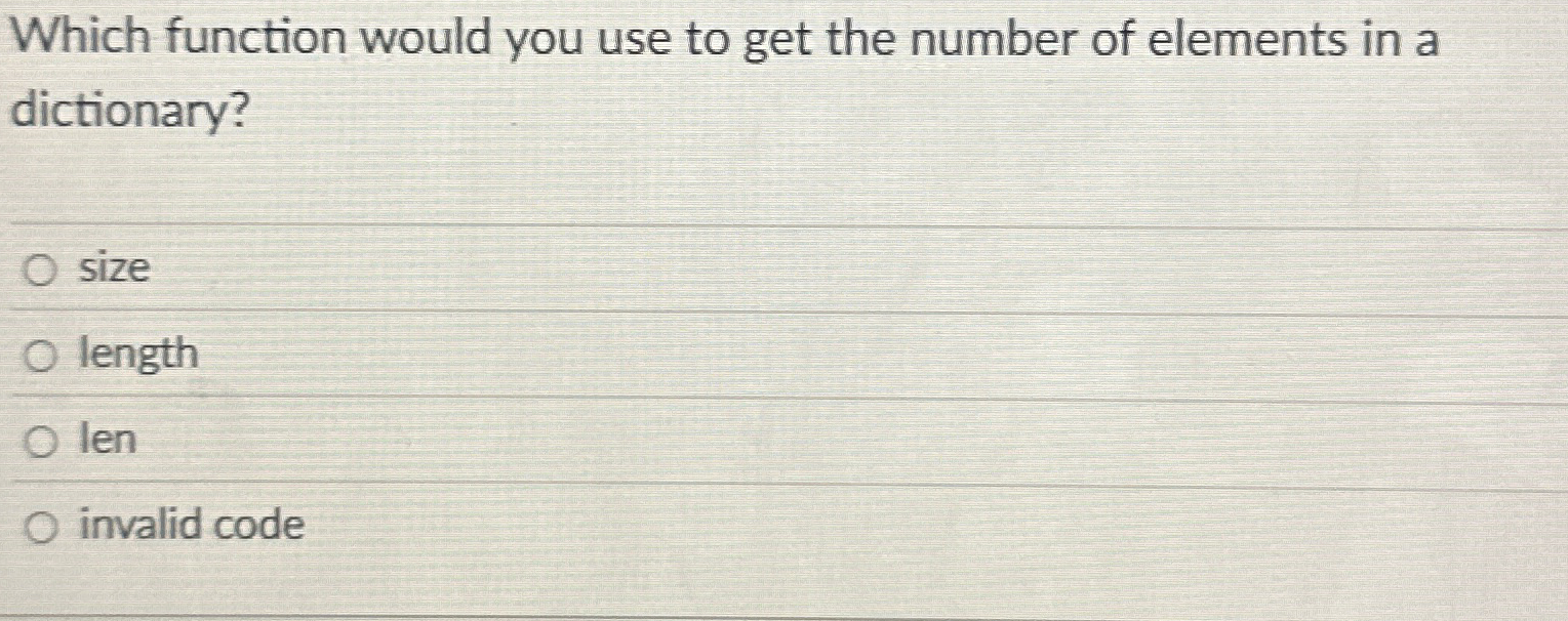 Which function would you use to get the number of