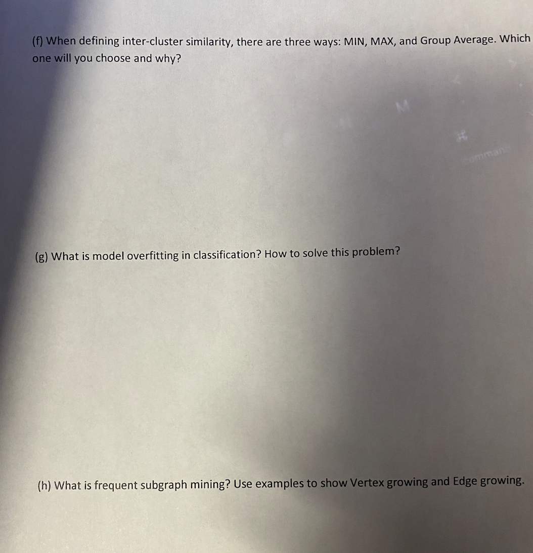 ( f ) When defining inter - cluster similarity,