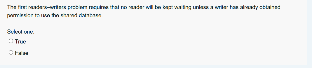 The first readers - writers problem requires that