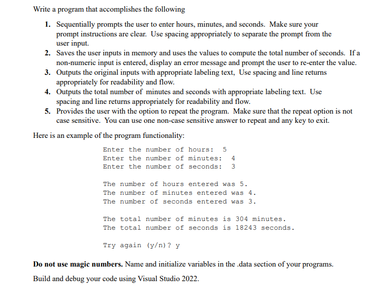 Write a program that accomplishes the following