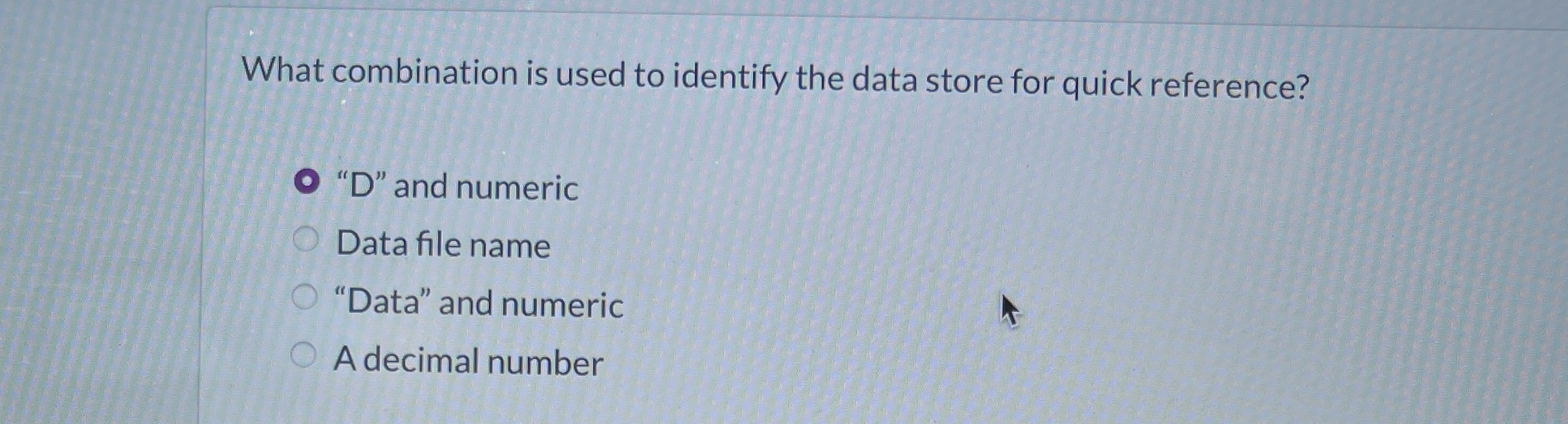 What combination is used to identify the data