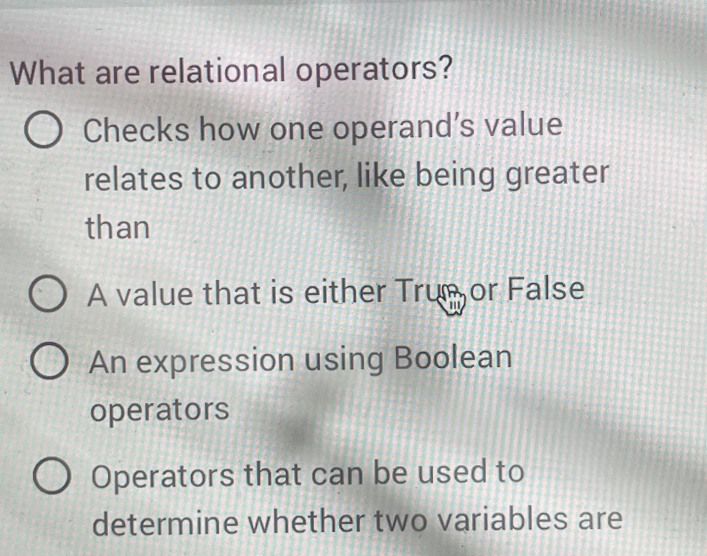 What are relational operators? Checks how one