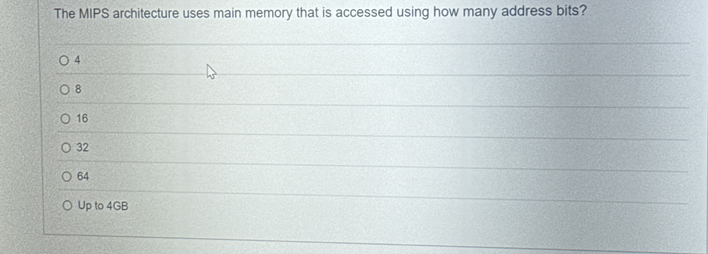 The MIPS architecture uses main memory that is