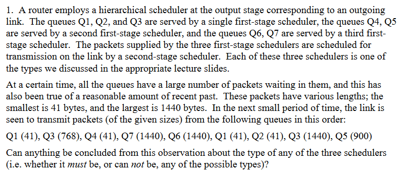 Network scheduling question