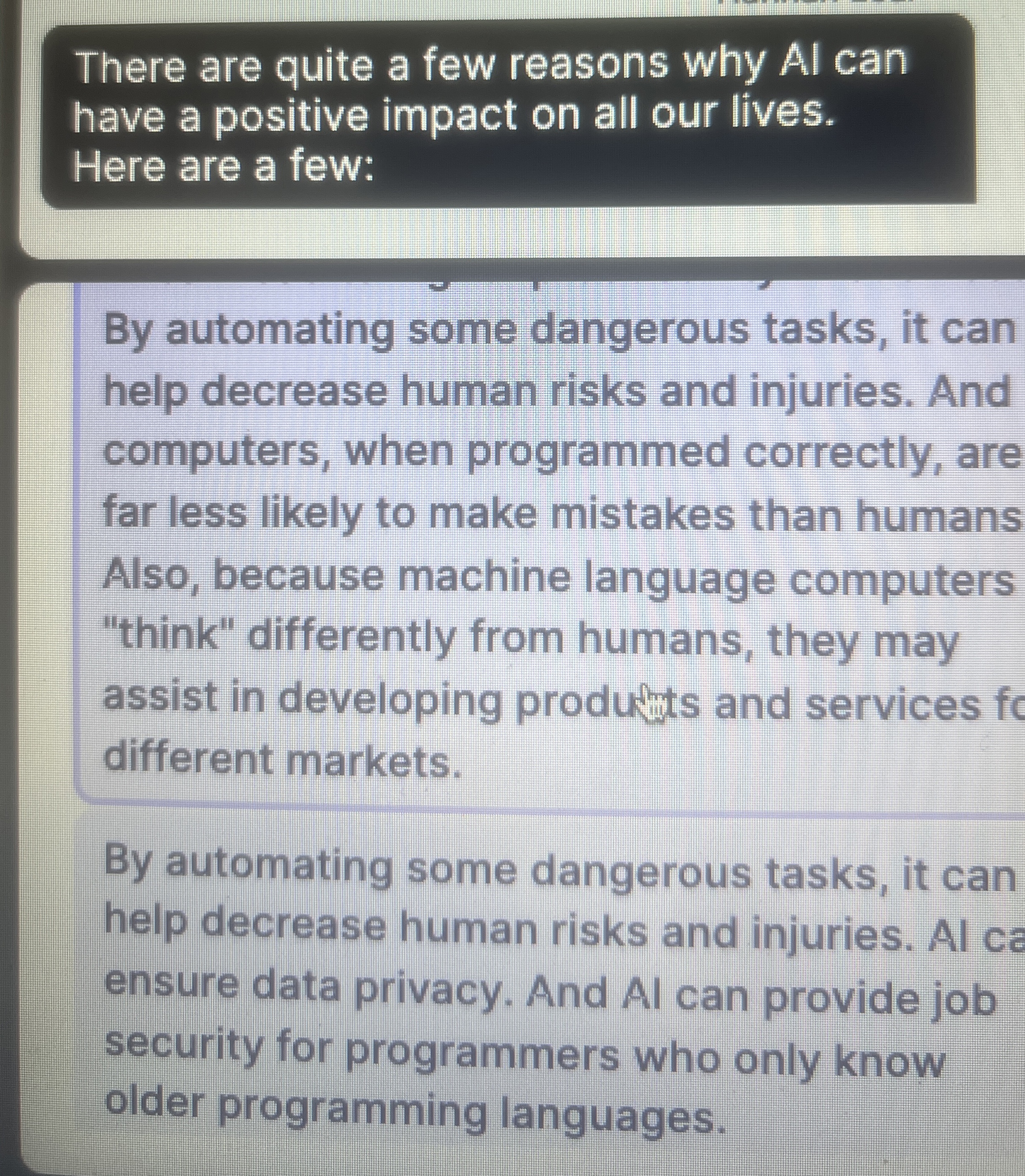 There are quite a few reasons why Al can have a