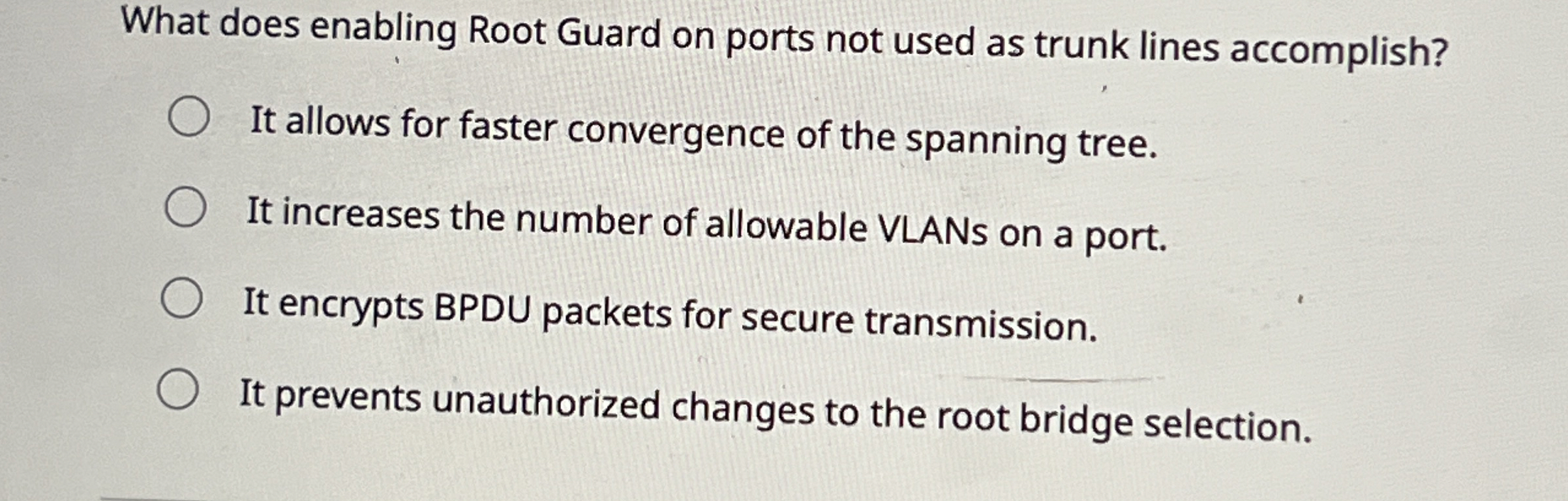 What does enabling Root Guard on ports not used