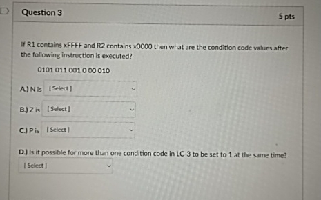 Question 3 5 pts If R 1 contains FFFF and R 2
