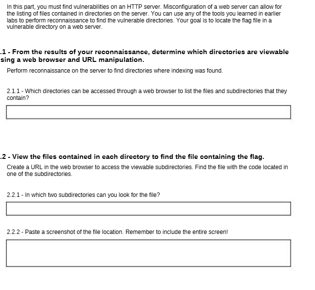 In this part, you must find vulnerabilities on an