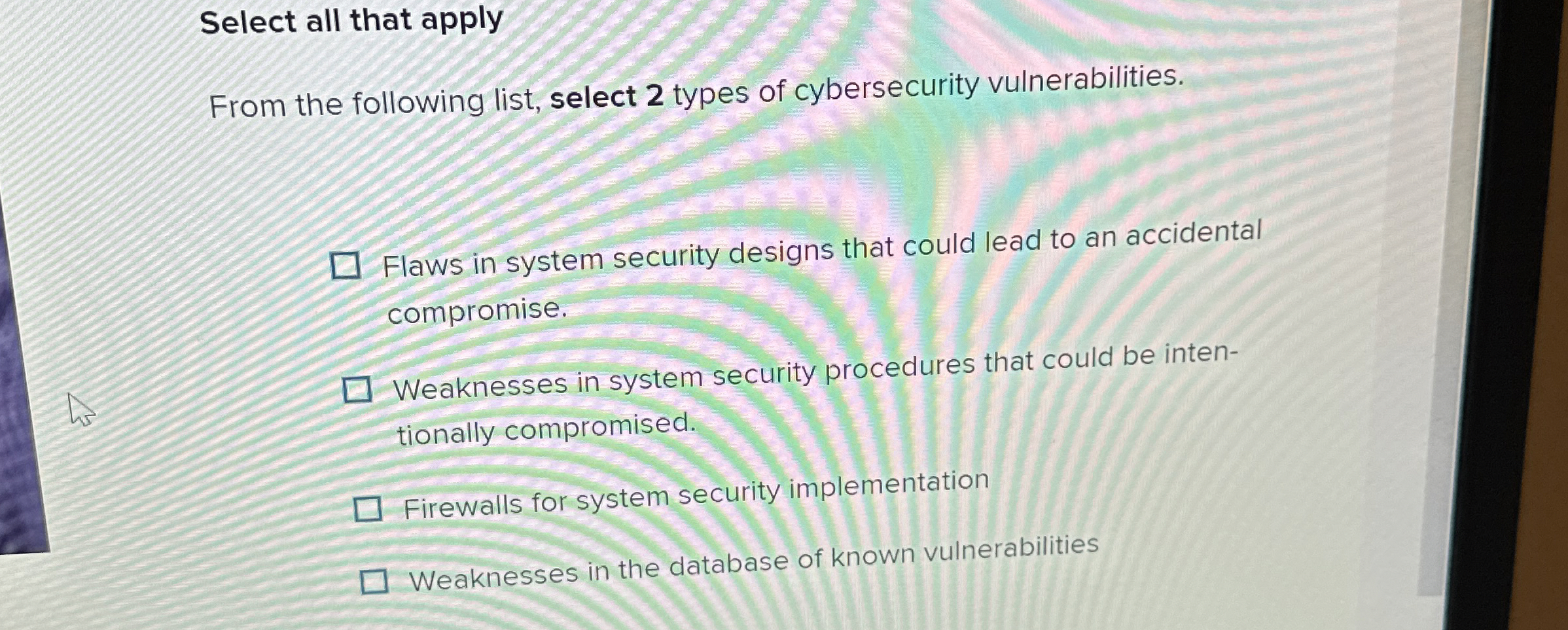 Select all that apply From the following list,