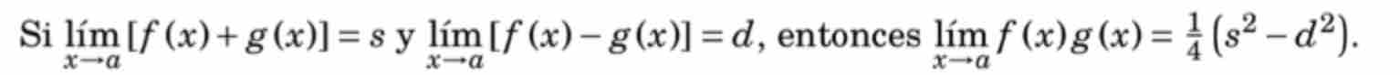 Si lim x a [ f ( x ) + g ( x ) ] = s y lim x a [