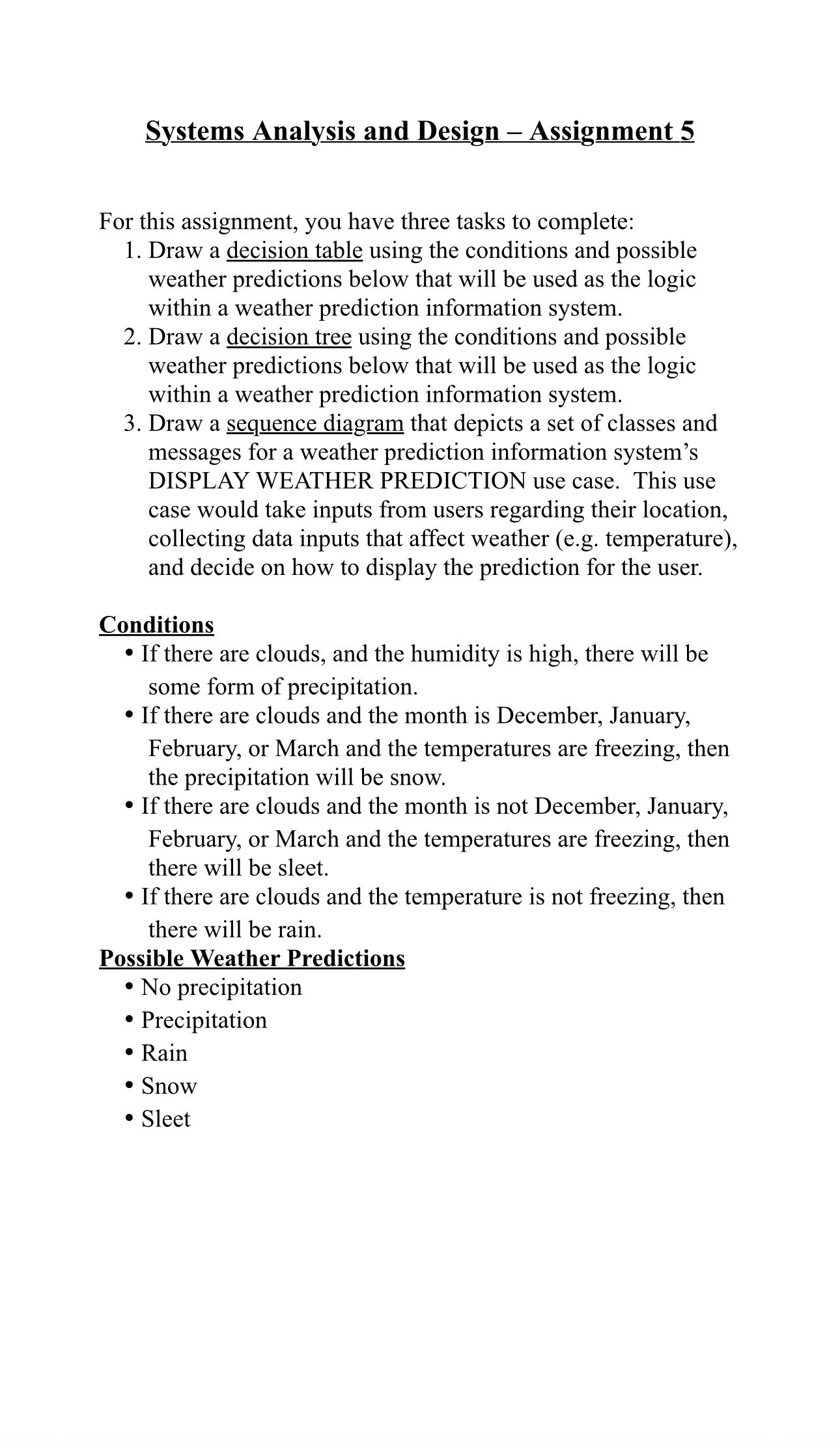 Systems Analysis and Design - Assignment 5 For