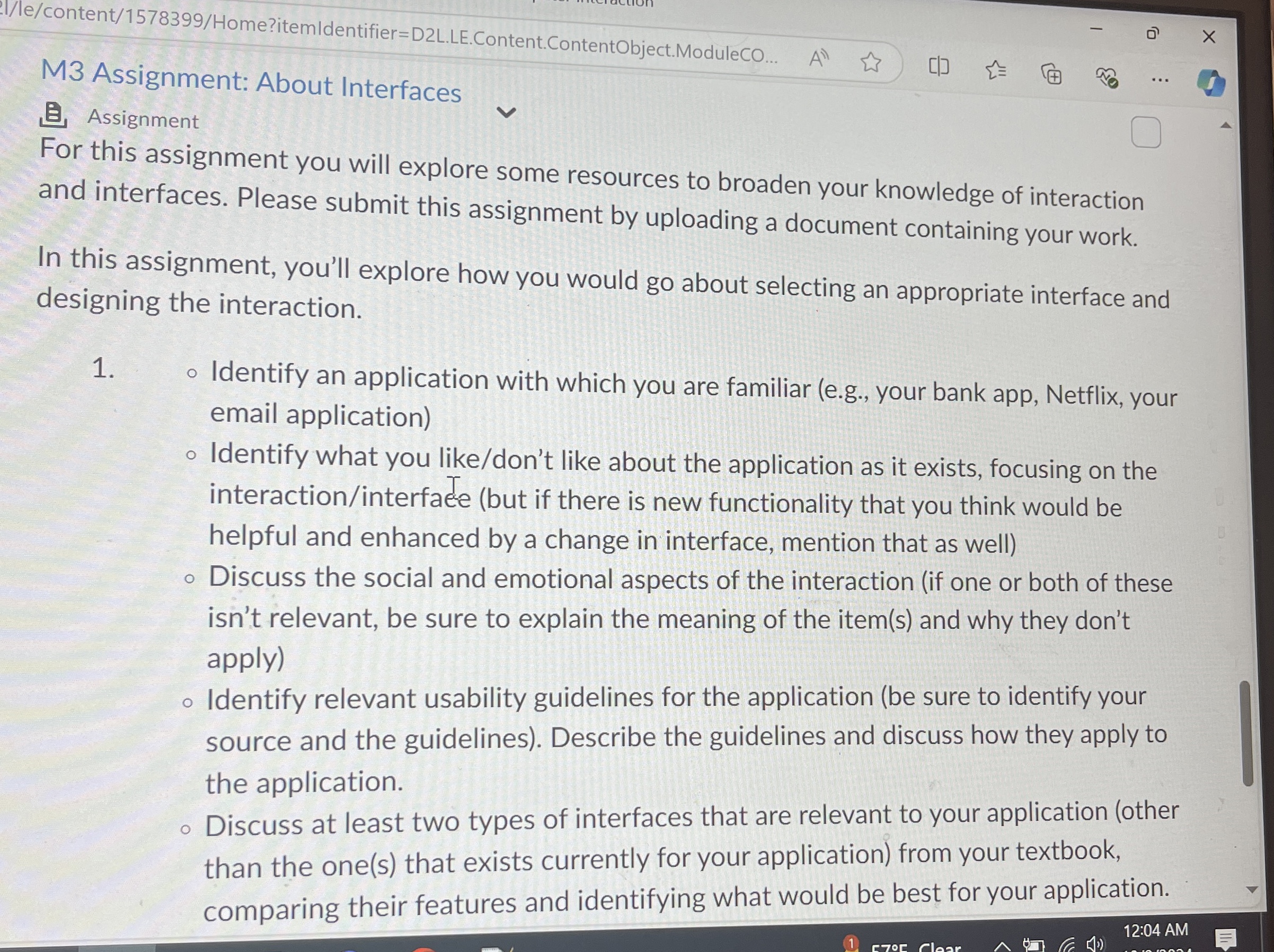 M 3 Assignment: About Interfaces Assignment For