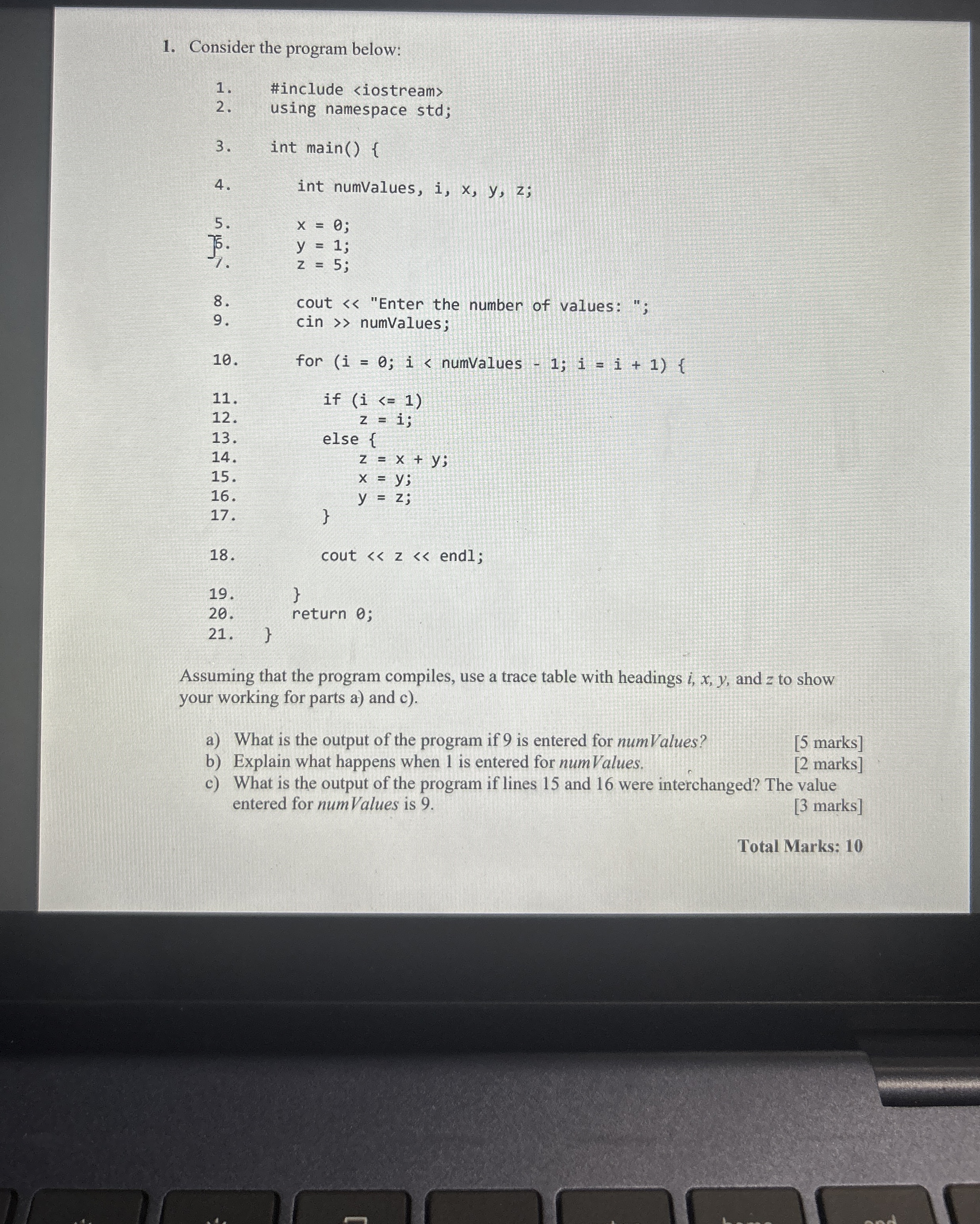 Consider the program below: #include i , x , y ,