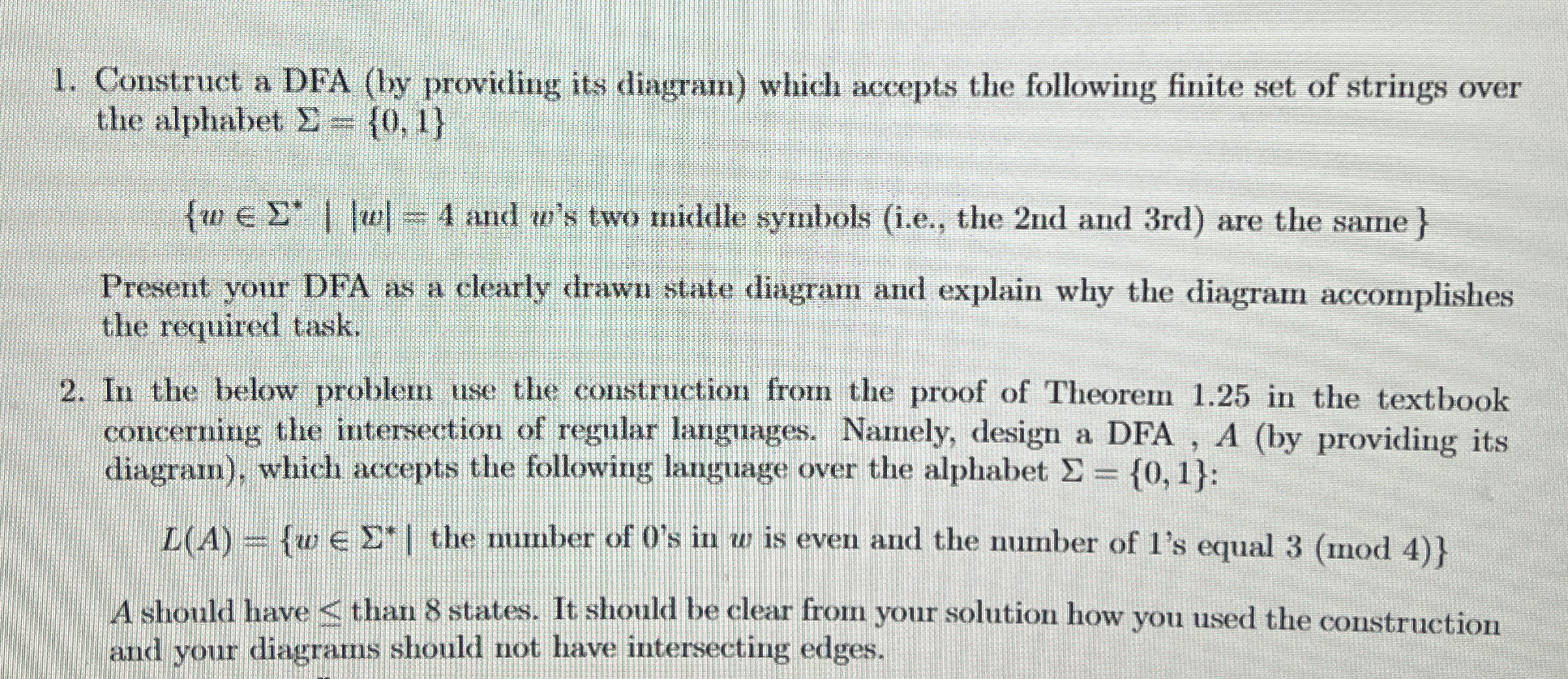 Construct a DFA ( by providing its diagram )
