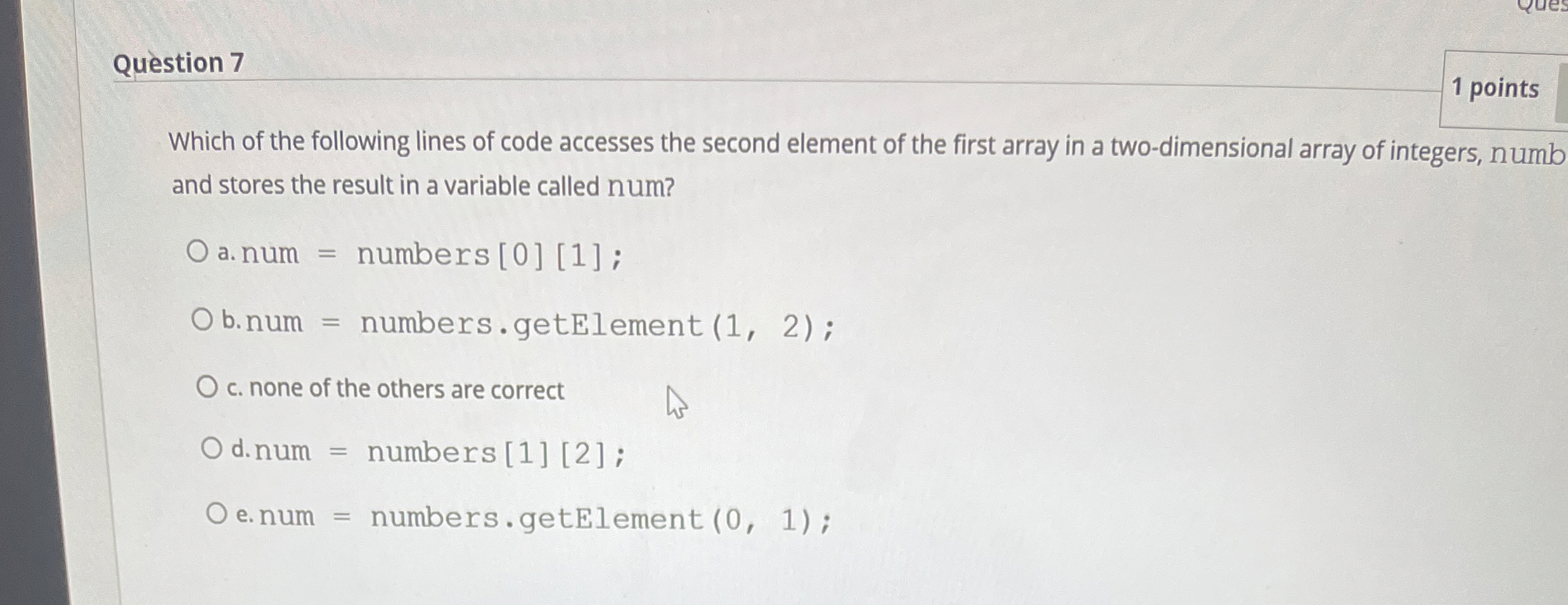 Question 7 1 points Which of the following lines