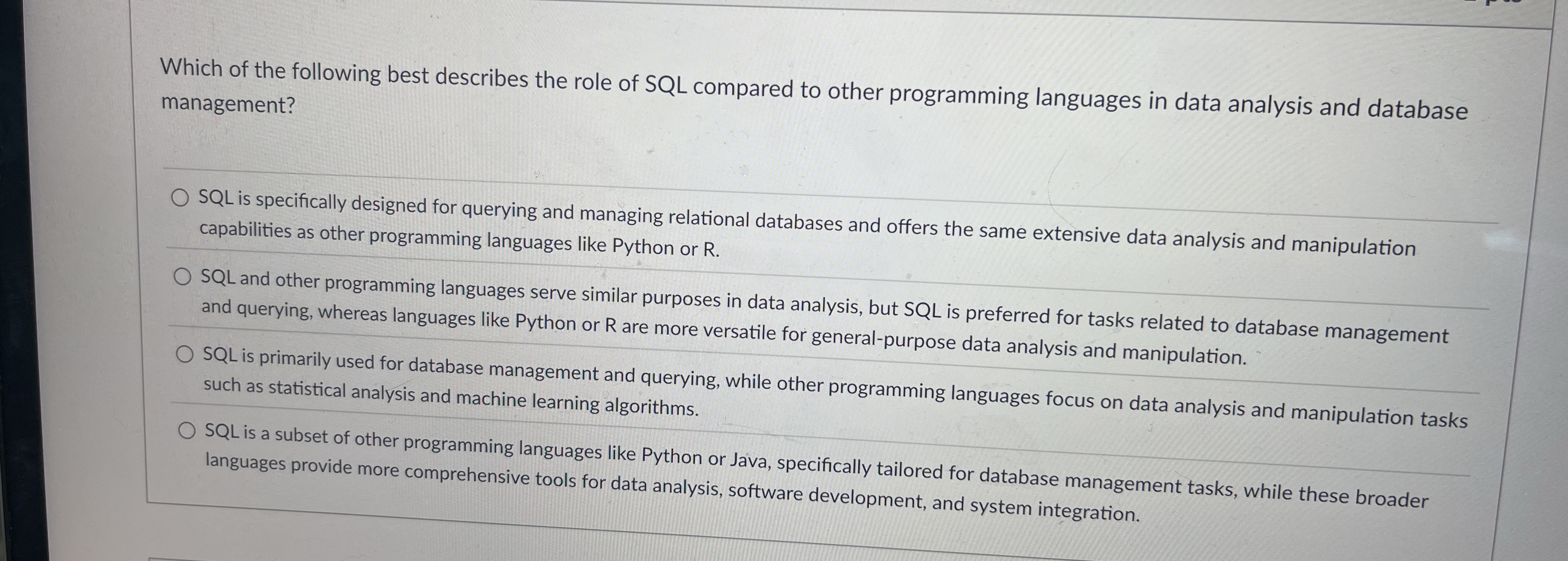 Which of the following best describes the role of